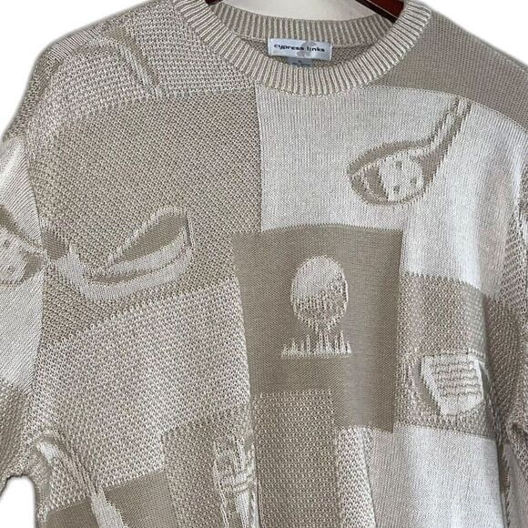 Cypress Links Golf Clubs Sweater Mens XL Top Raised Knit Long Sleeve Tan Neutral - Picture 2 of 9